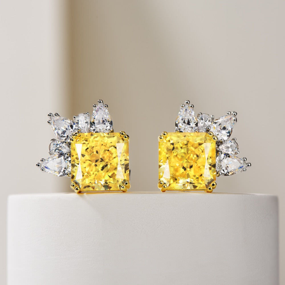 Sparkling Yellow Diamond Earrings