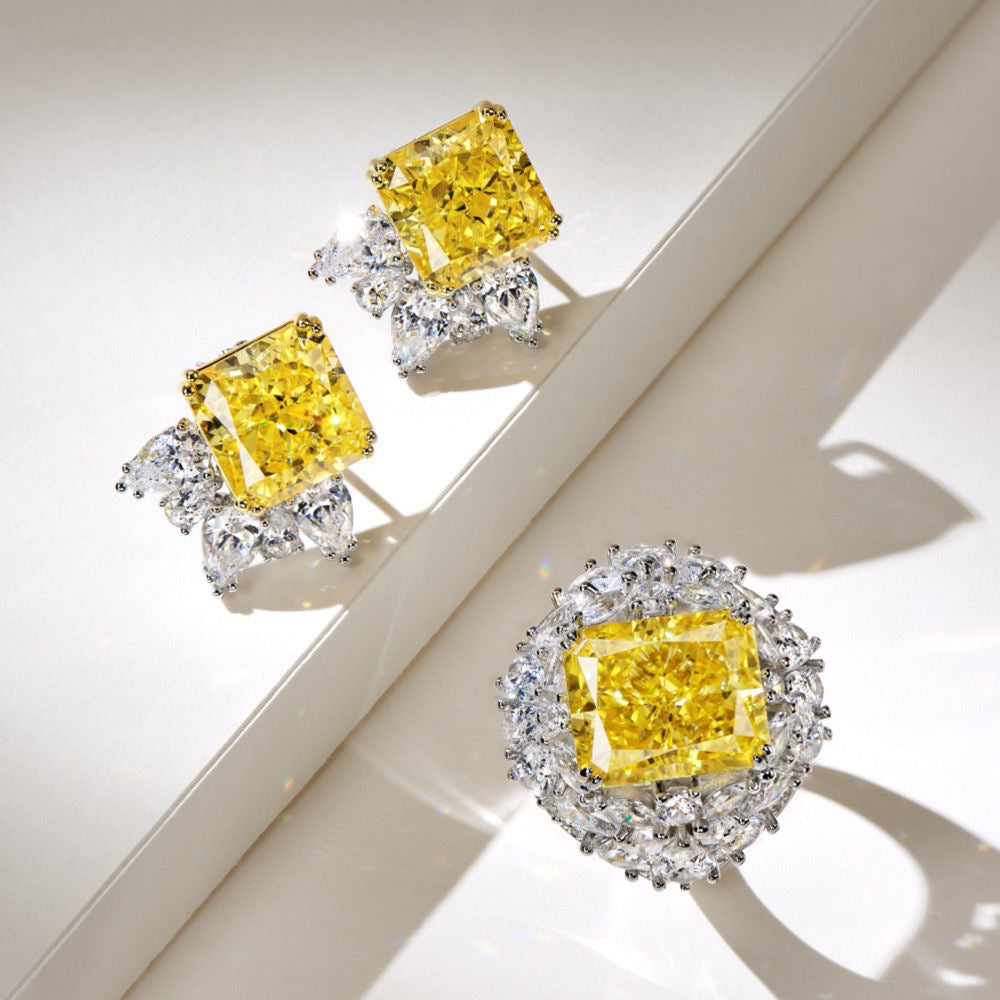 Sparkling Yellow Diamond Earrings