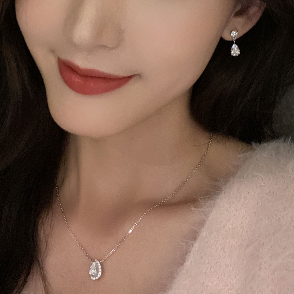 Teardrop Diamond Necklace For Women Jewelry