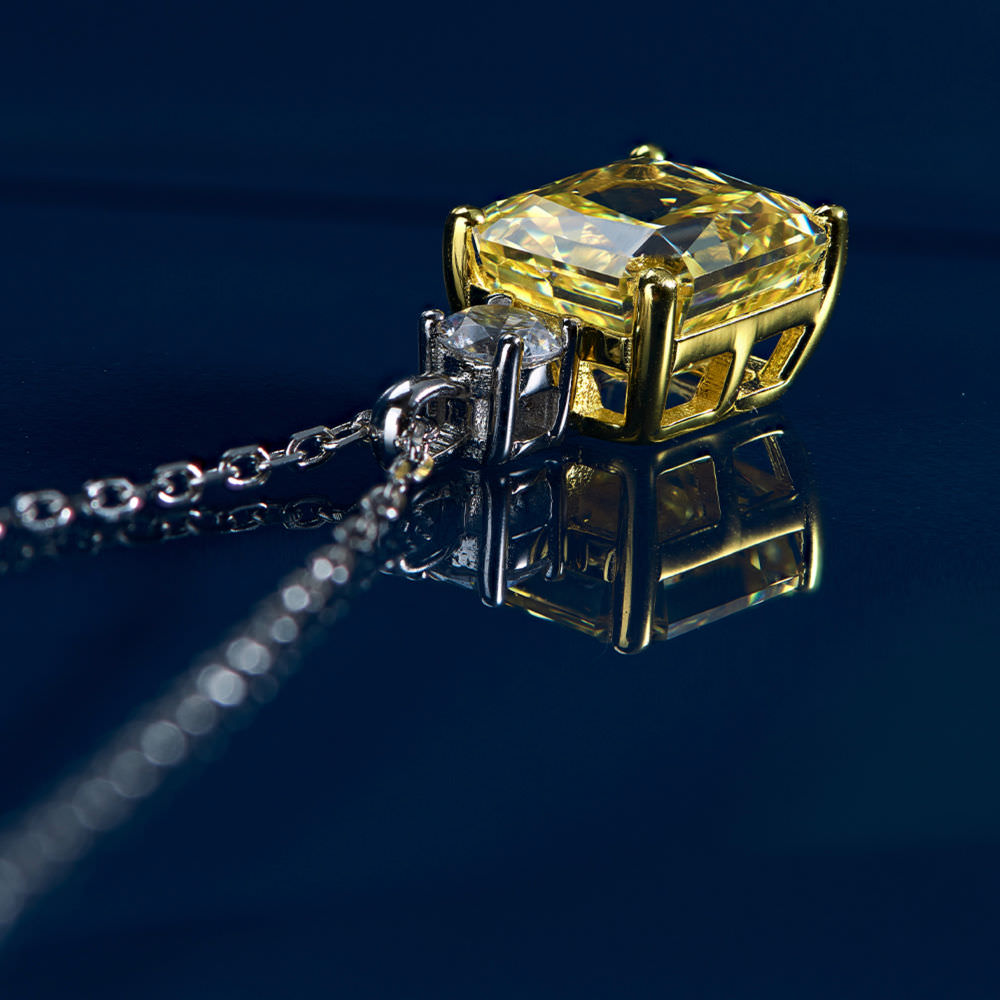 Rectangular Yellow Diamond Necklace For Women Jewelry
