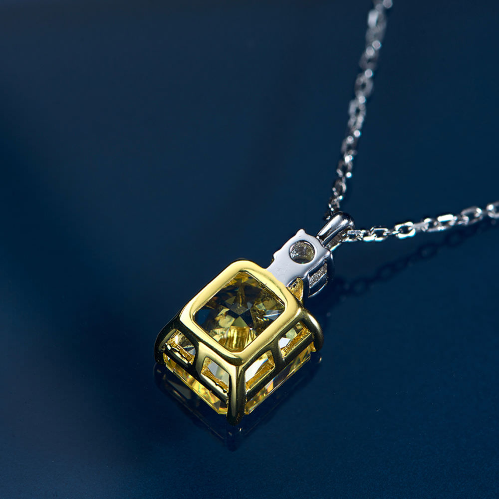 Rectangular Yellow Diamond Necklace For Women Jewelry