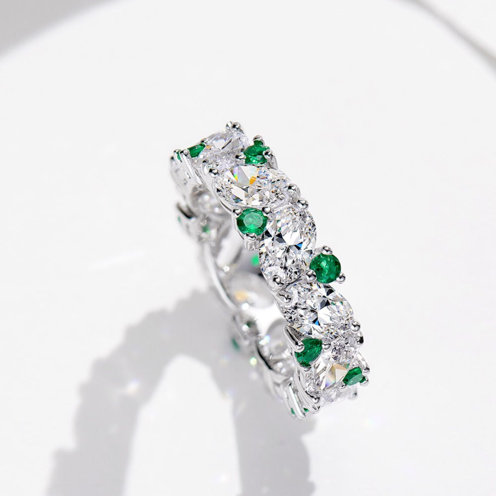 Green Spinel Intercolor Ring For Women Jewelry