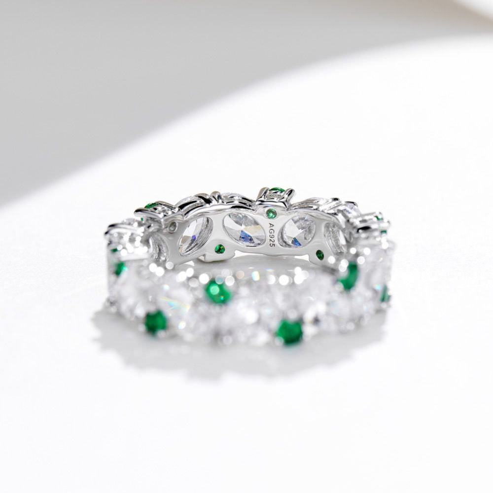 Green Spinel Intercolor Ring For Women Jewelry