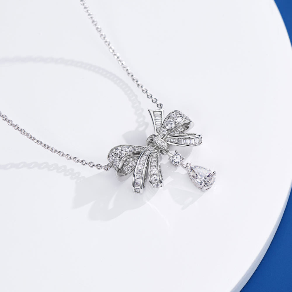 Ribbon Diamond Necklace For Women Jewelry
