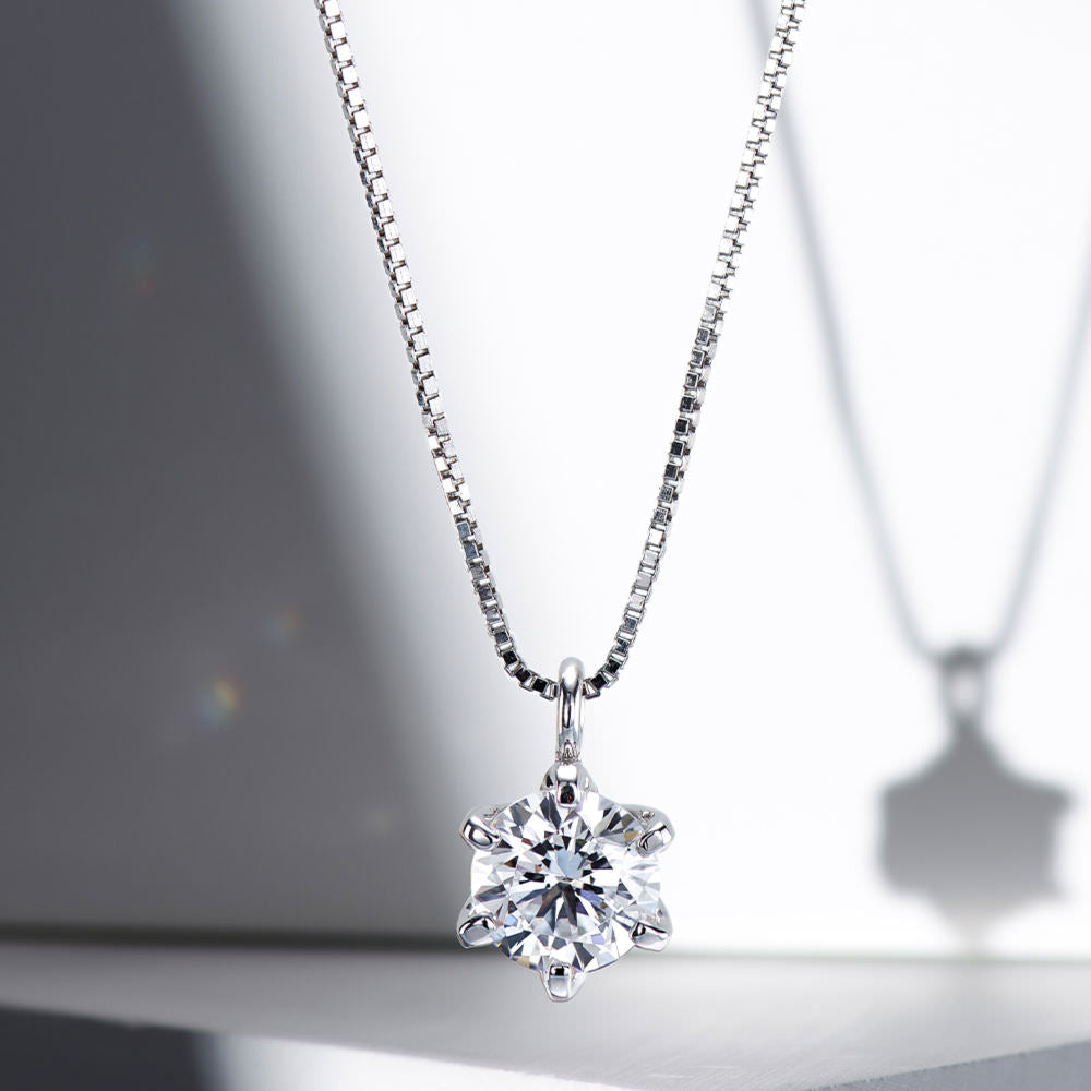 Six-pronged Solitaire Necklace For Women Jewelry