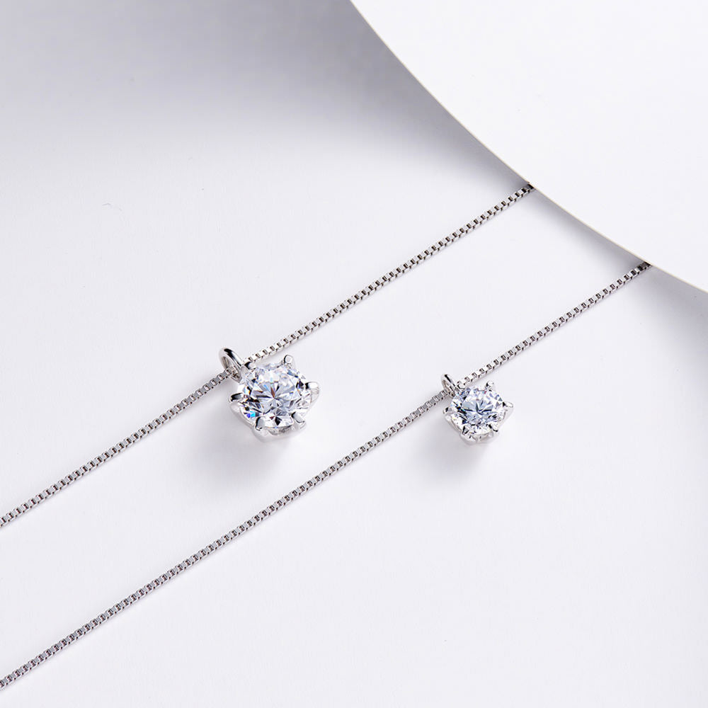 Six-pronged Solitaire Necklace For Women Jewelry