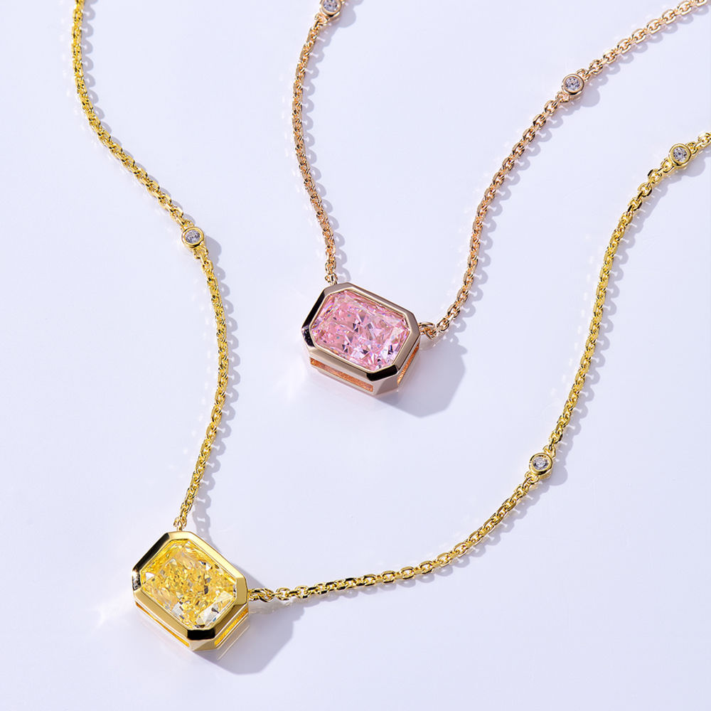 Rectangular Diamond Necklace For Women Jewelry