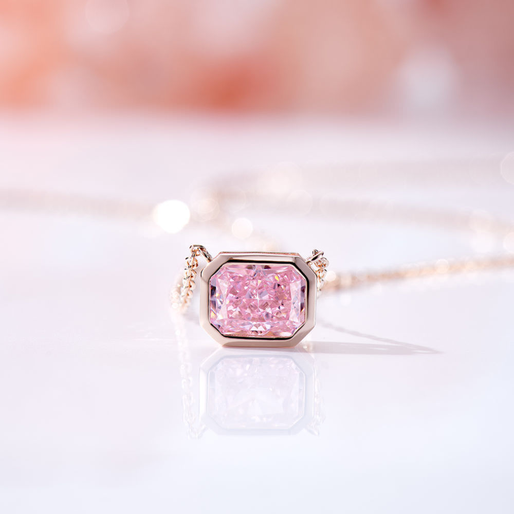 Rectangular Diamond Necklace For Women Jewelry