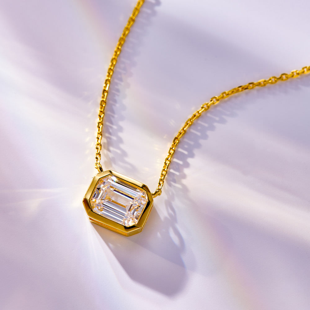 Rectangular Pagoda Diamond Necklace For Women Jewelry