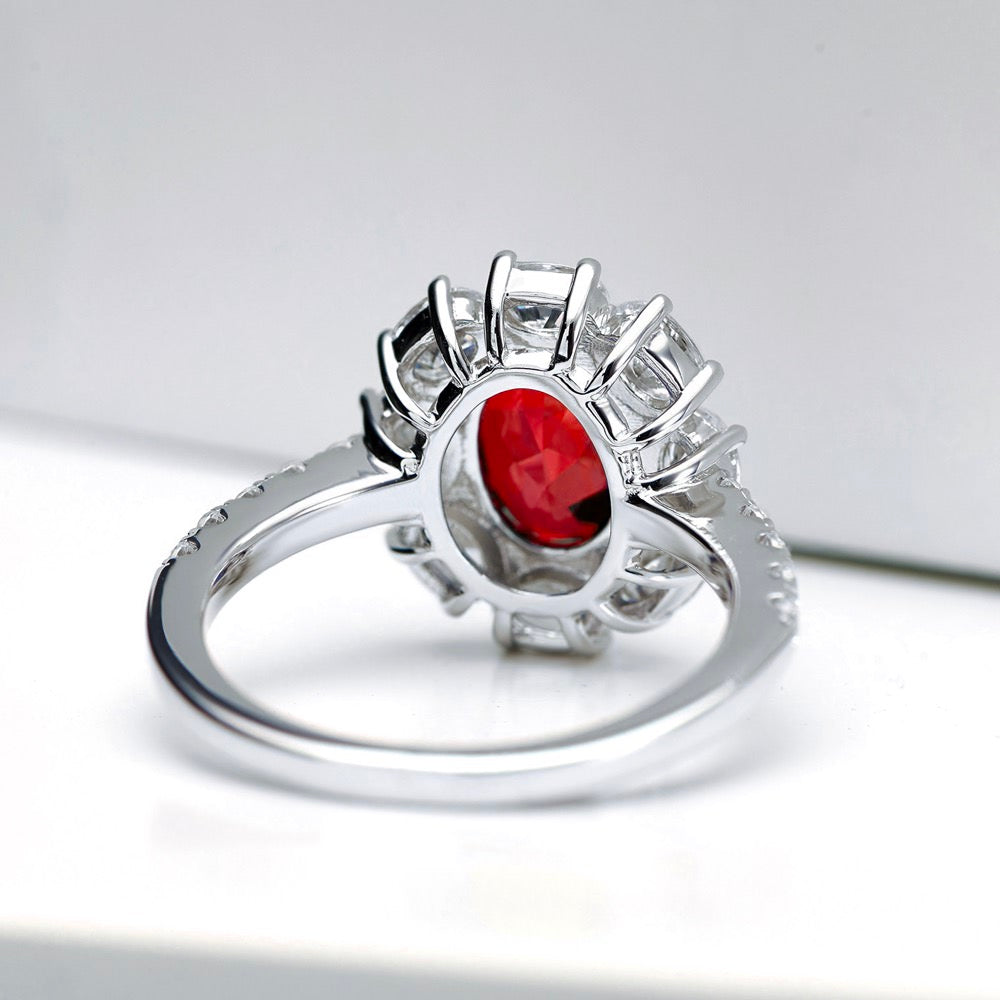 Dan-shaped ruby ring