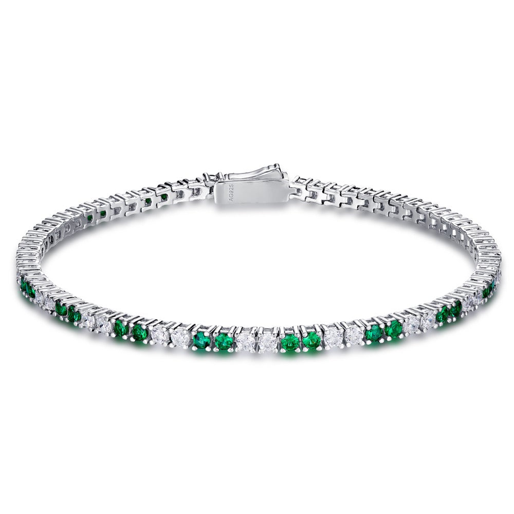 Intercolored Green Spinel Bracelet For Women Jewelry