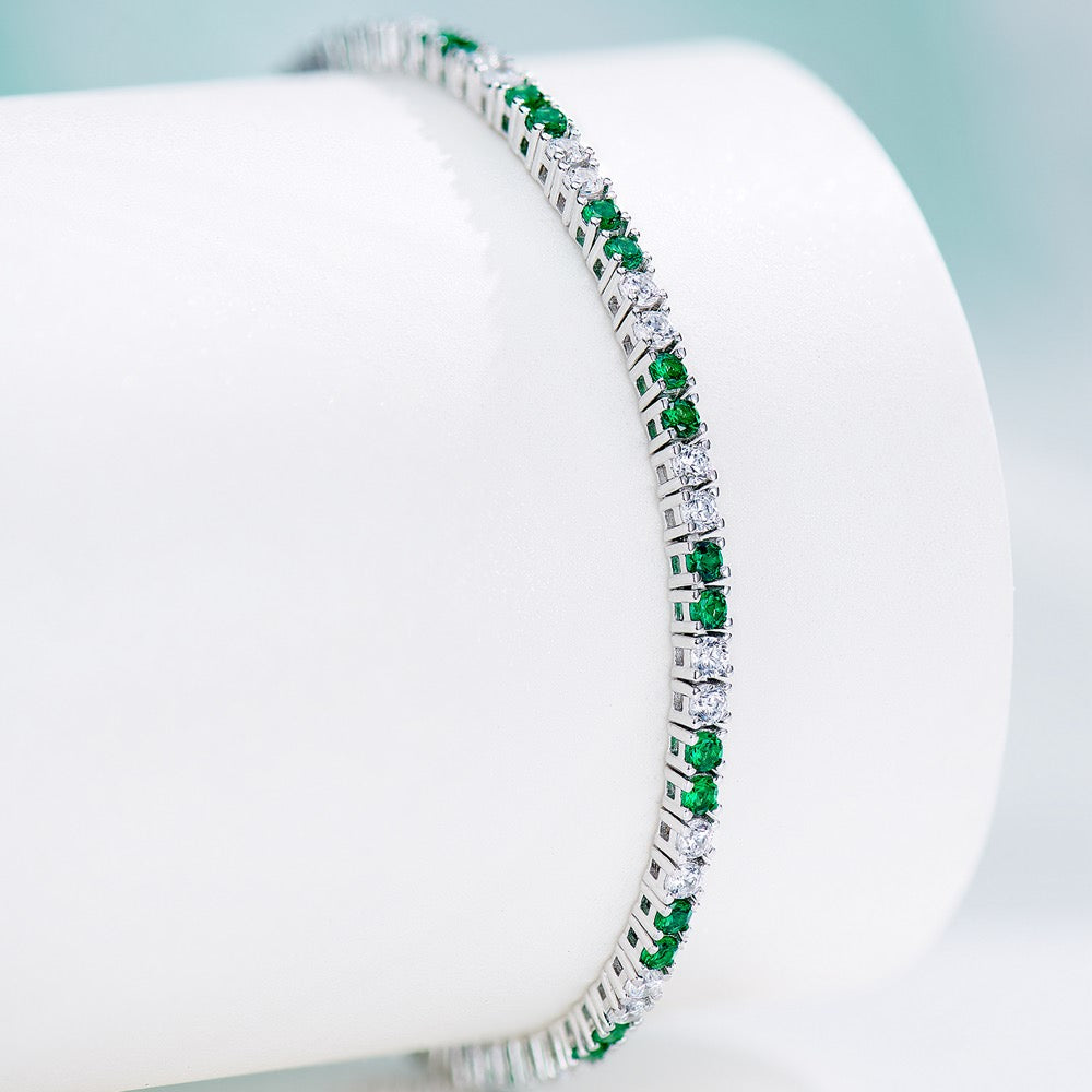 Intercolored Green Spinel Bracelet For Women Jewelry