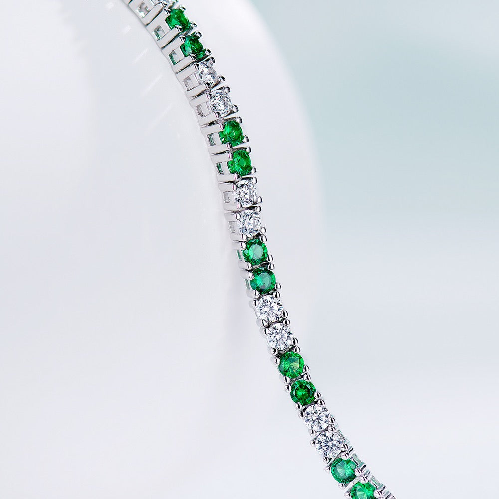 Intercolored Green Spinel Bracelet For Women Jewelry