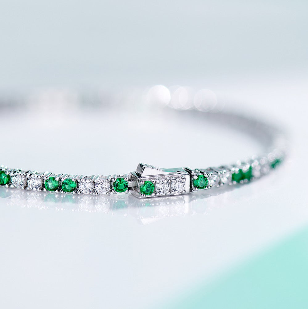 Intercolored Green Spinel Bracelet For Women Jewelry