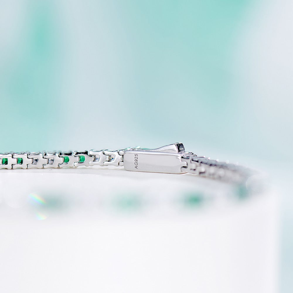 Intercolored Green Spinel Bracelet For Women Jewelry