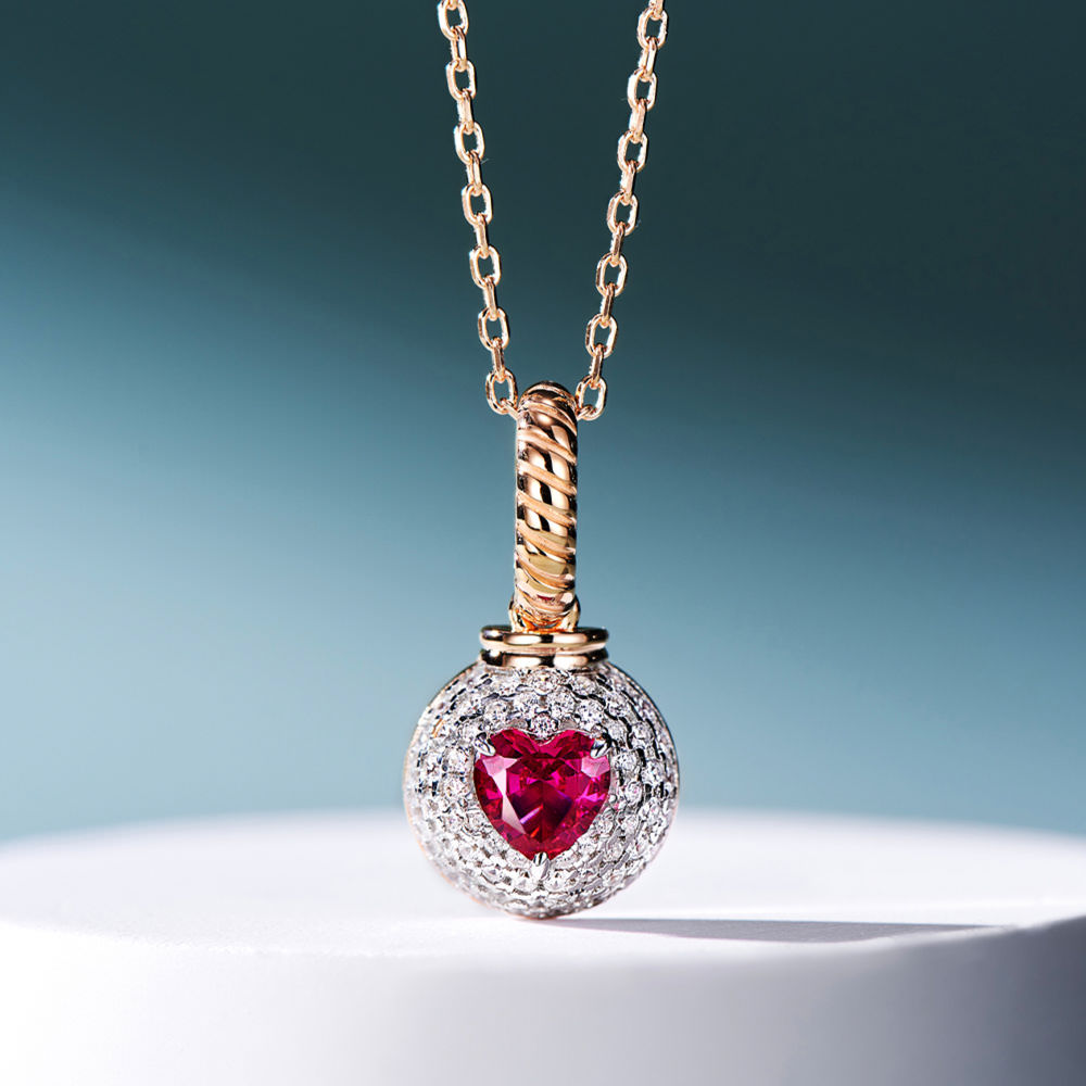 Ruby Necklace With Love For Women Jewelry