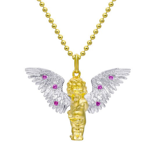 Flying Kiss Cherub Necklace For Women Jewelry
