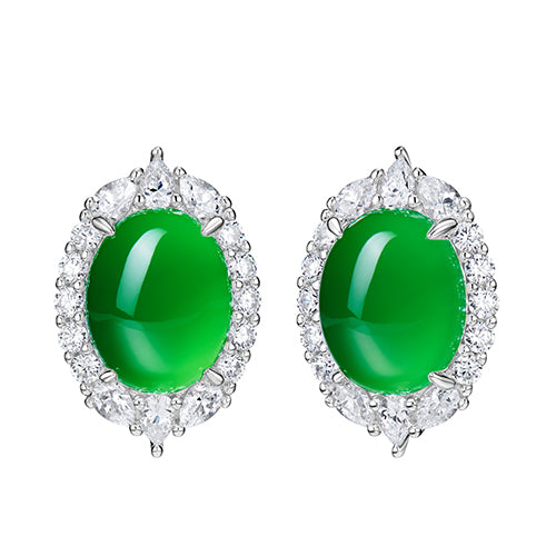 Egg-shaped Chrysoprase Earrings