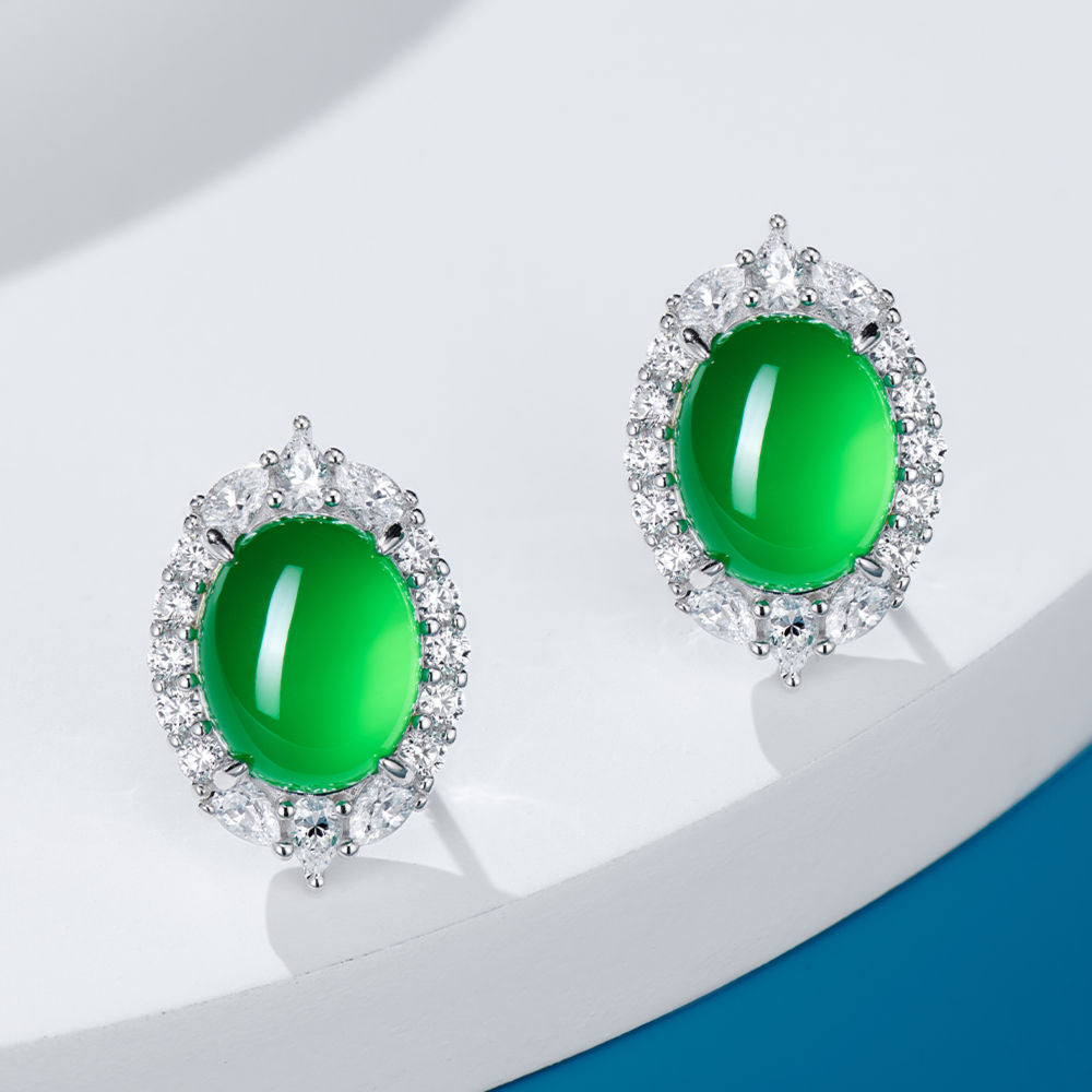 Egg-shaped Chrysoprase Earrings