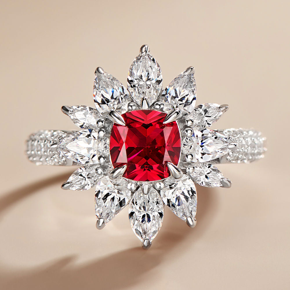 Ruby Brocade Ring For Women Jewelry