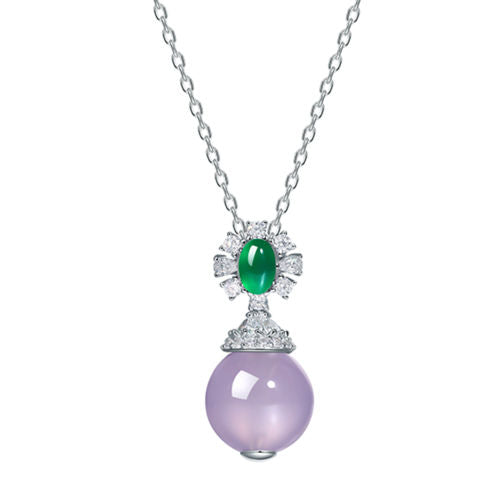 Purple Chalcedony Necklace For Women Jewelry
