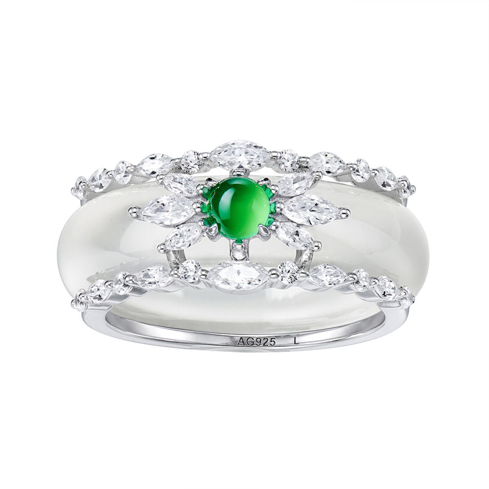 Green Pearl Chalcedony Ring For Women Jewelry