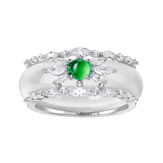 Green Pearl Chalcedony Ring