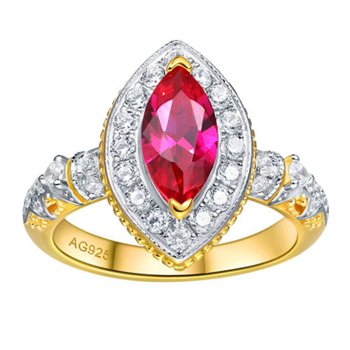Red Corundum Ring For Women Jewelry