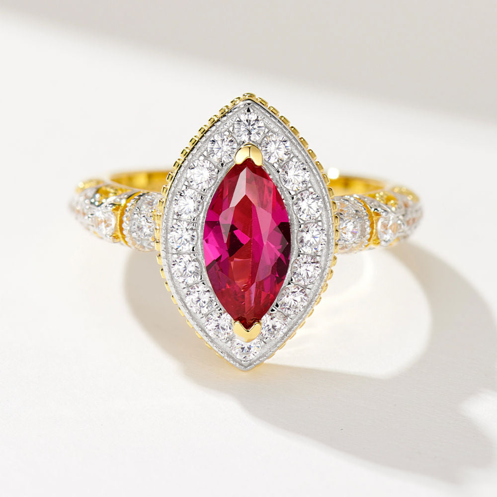 Red Corundum Ring For Women Jewelry
