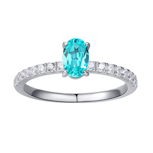 Egg-shaped Paraiba Diamond Ring For Women Jewelry
