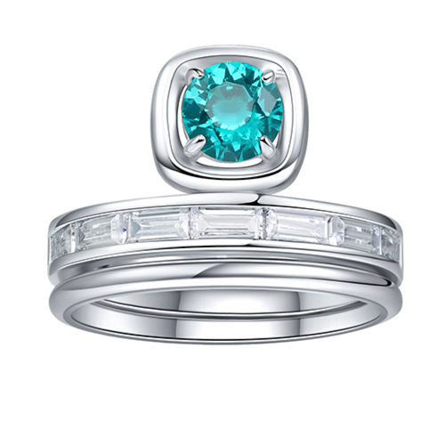 Paraiba Stacked Diamond Ring