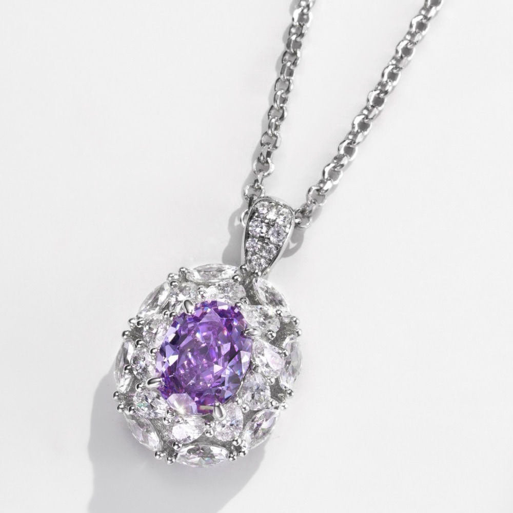 Purple Diamond Around Necklace For Women Jewelry