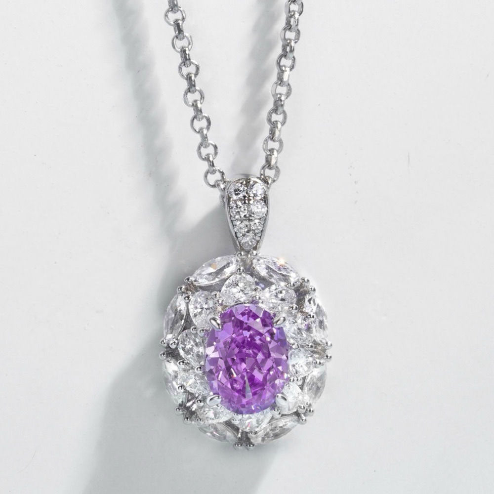 Purple Diamond Around Necklace For Women Jewelry