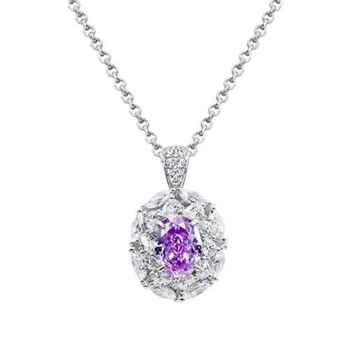 Purple Diamond Around Necklace For Women Jewelry