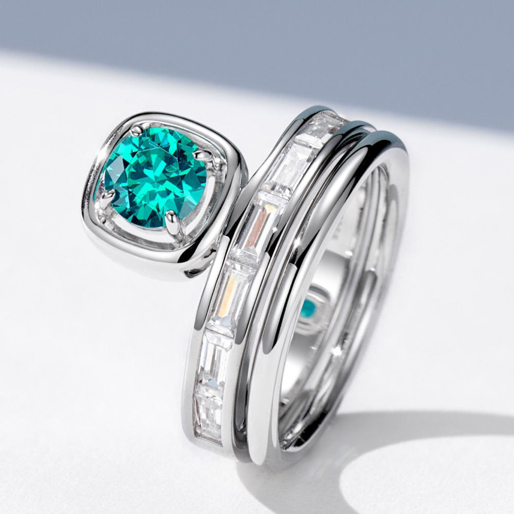 Paraiba Stacked Diamond Ring