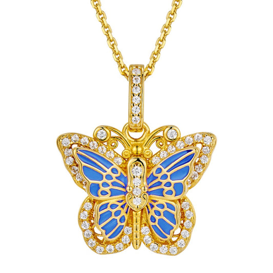 Enamel Butterfly Necklace For Women Jewelry