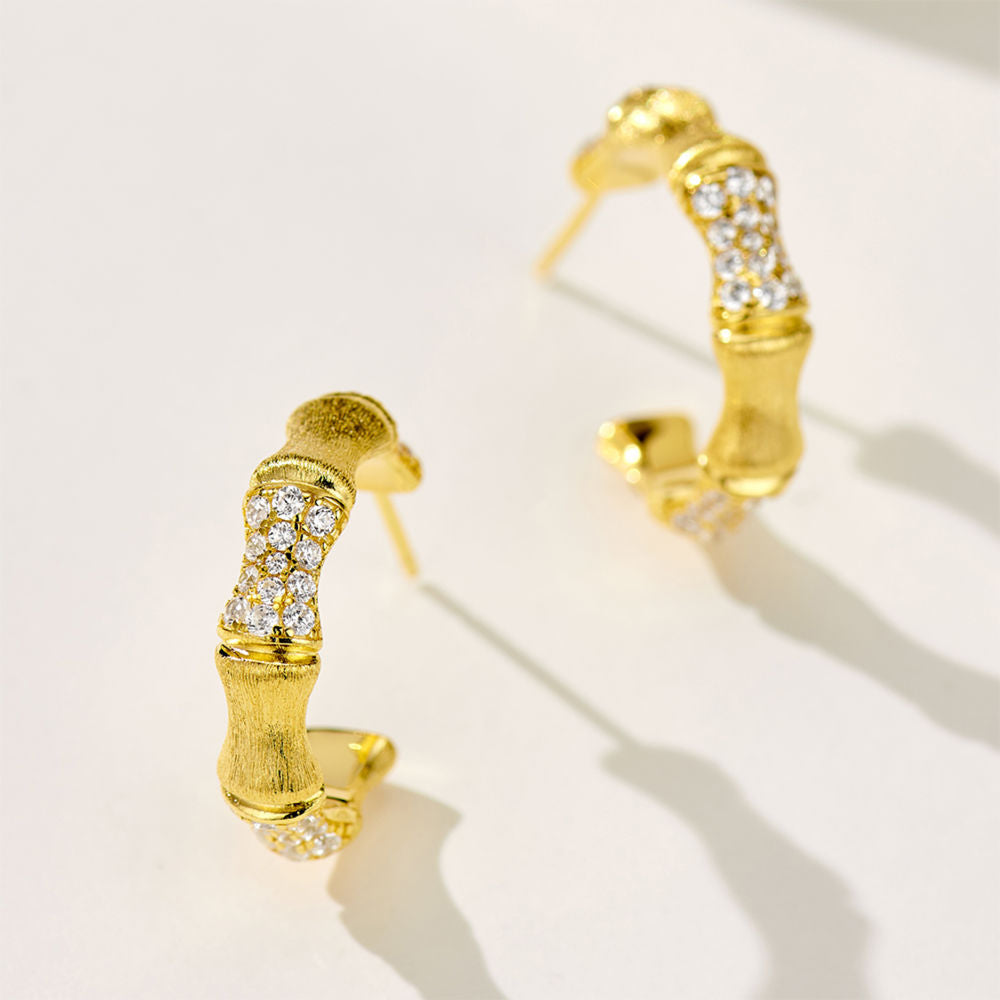 Bamboo Stud Earrings For Women Jewelry