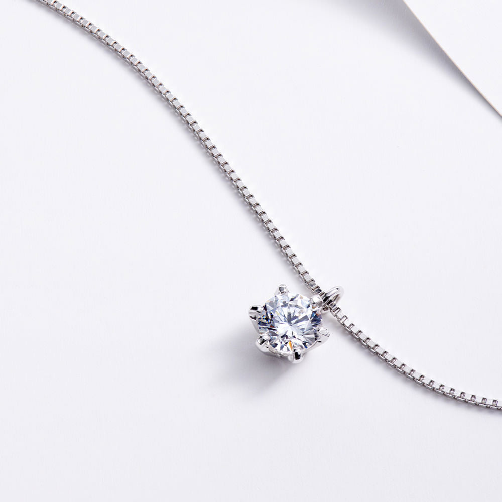 Six-pronged Solitaire Necklace For Women Jewelry