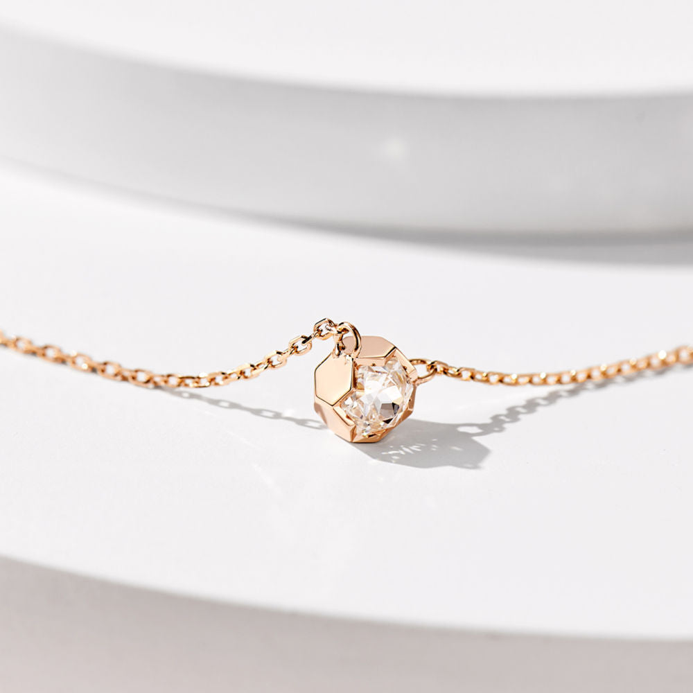 Hexagonal solitaire necklace For Women Jewelry
