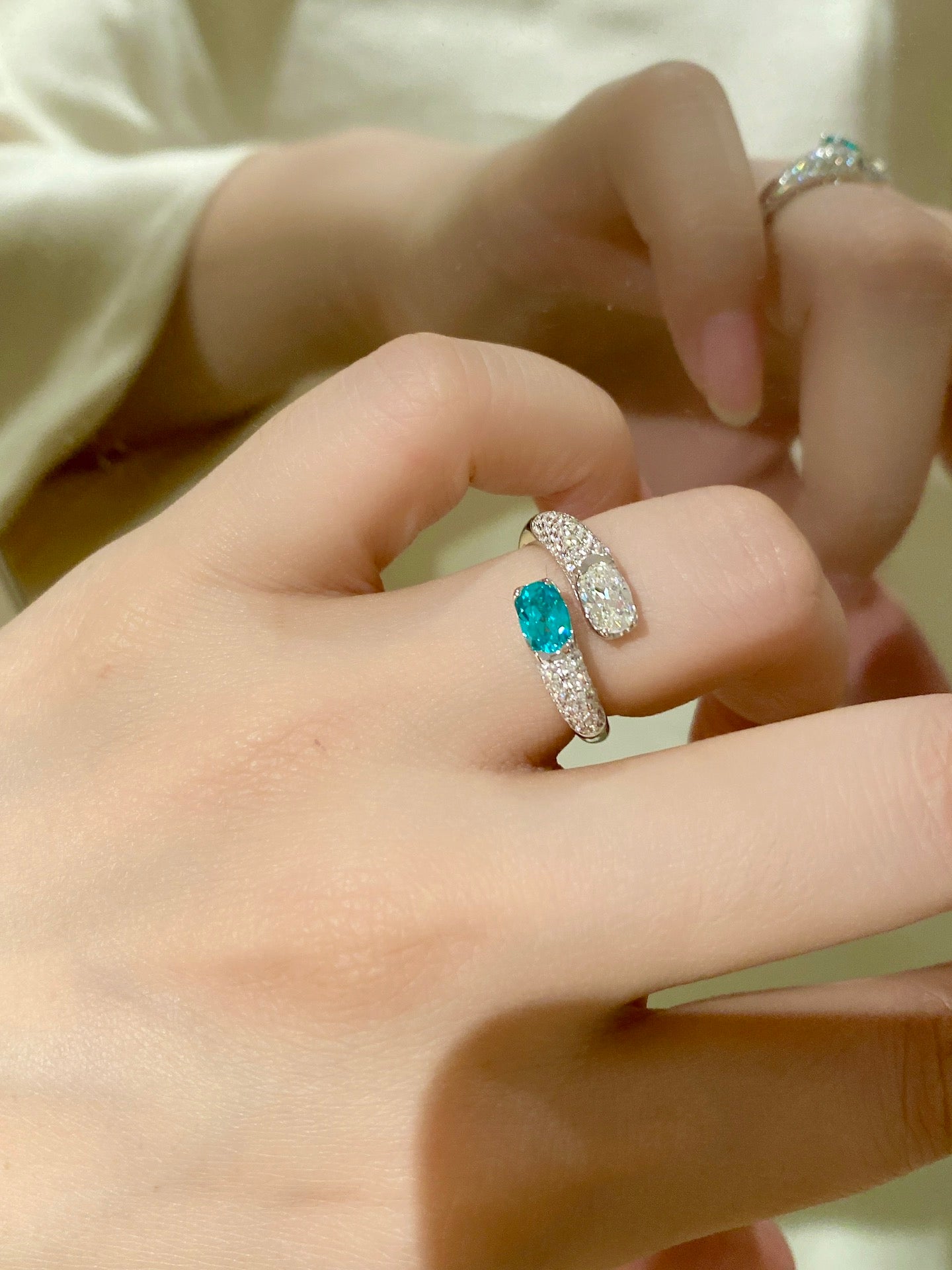 Paraiba Diamond Ring For Women Jewelry