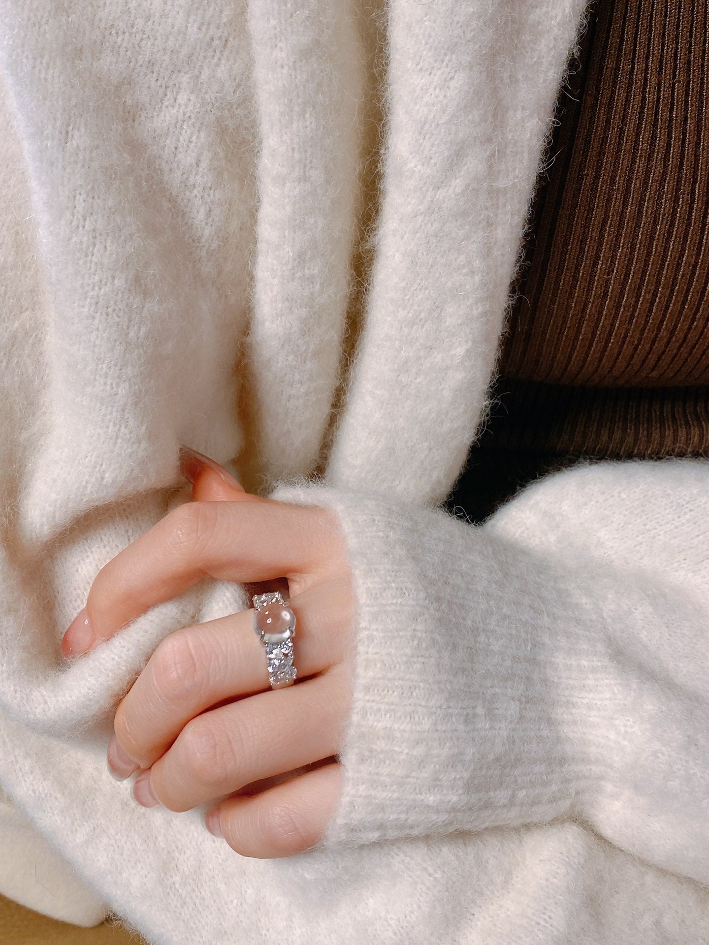 Water Foam Jade Ring