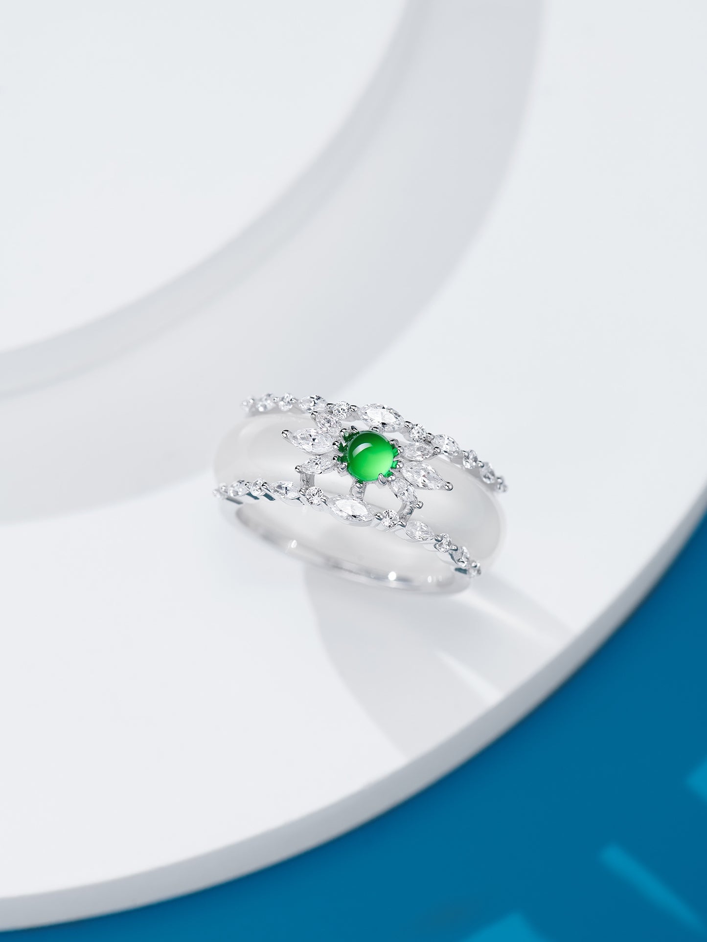 Green Pearl Chalcedony Ring For Women Jewelry