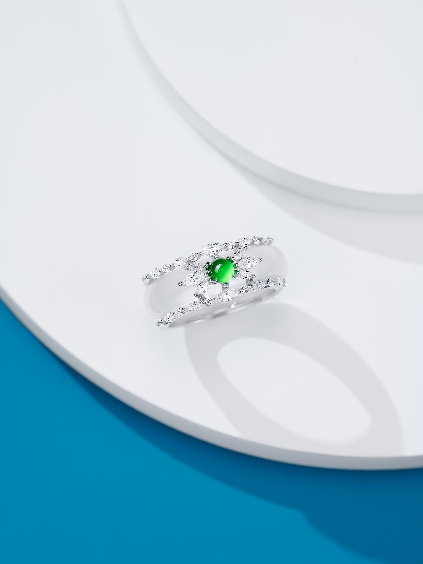 Green Pearl Chalcedony Ring For Women Jewelry