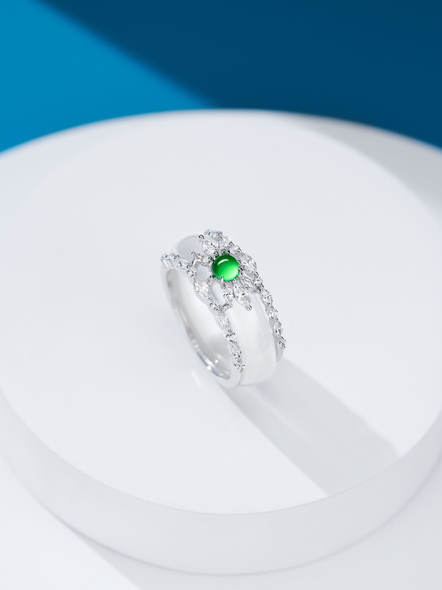 Green Pearl Chalcedony Ring For Women Jewelry