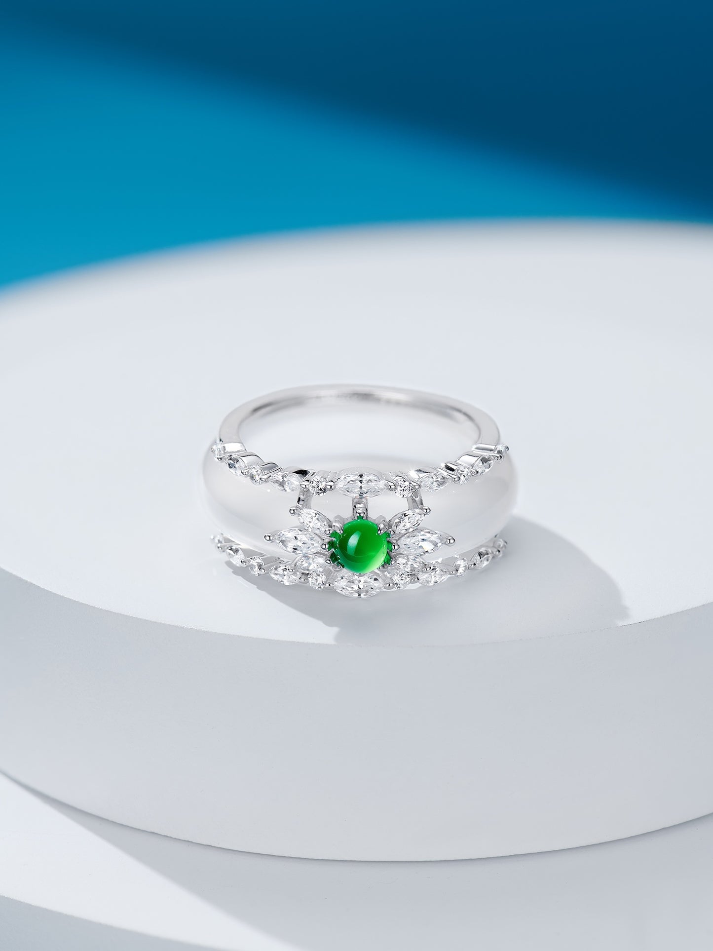 Green Pearl Chalcedony Ring For Women Jewelry