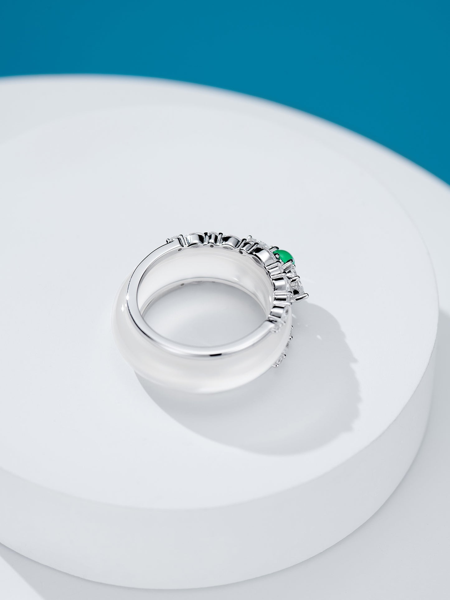 Green Pearl Chalcedony Ring For Women Jewelry