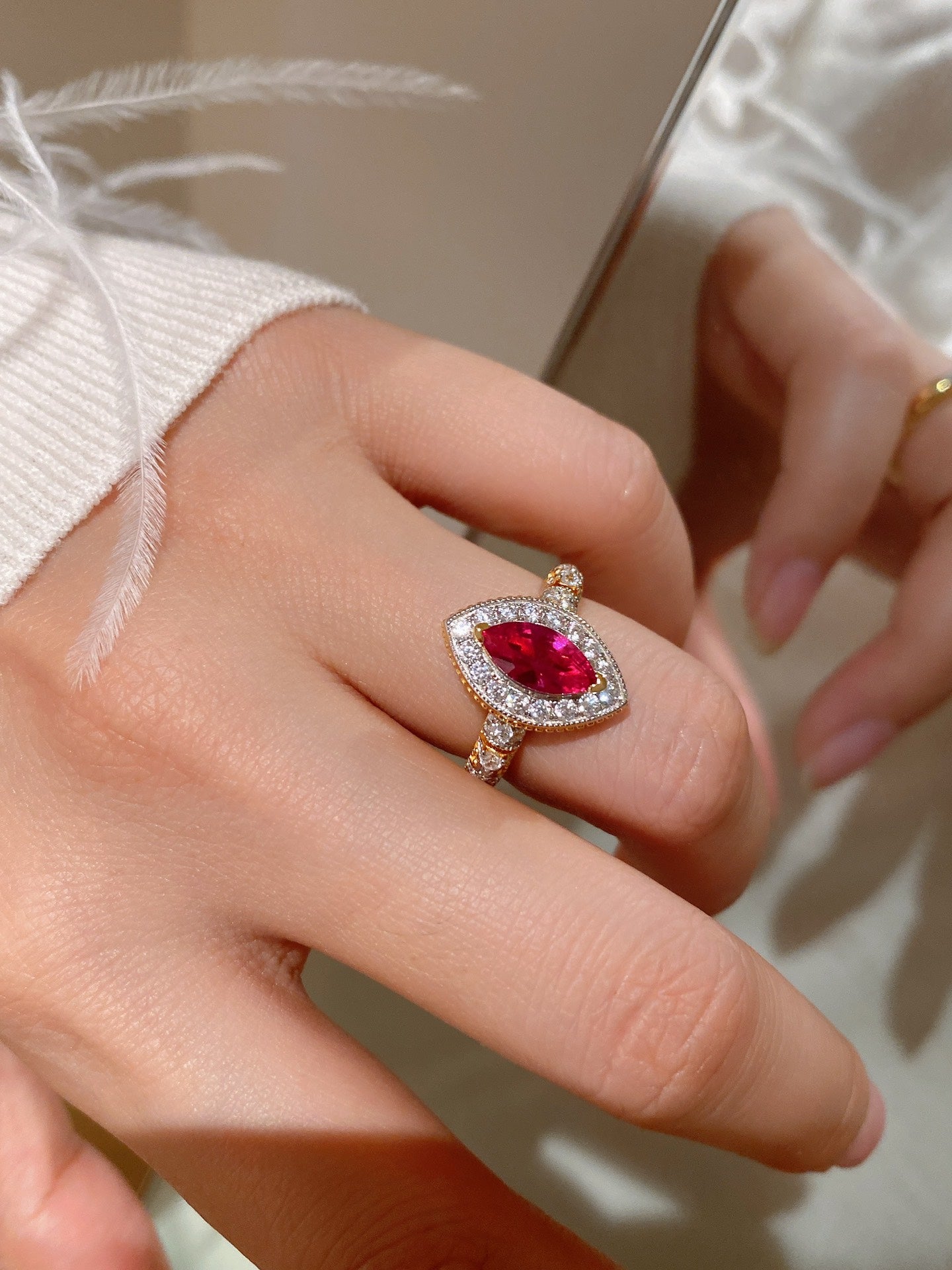 Red Corundum Ring For Women Jewelry