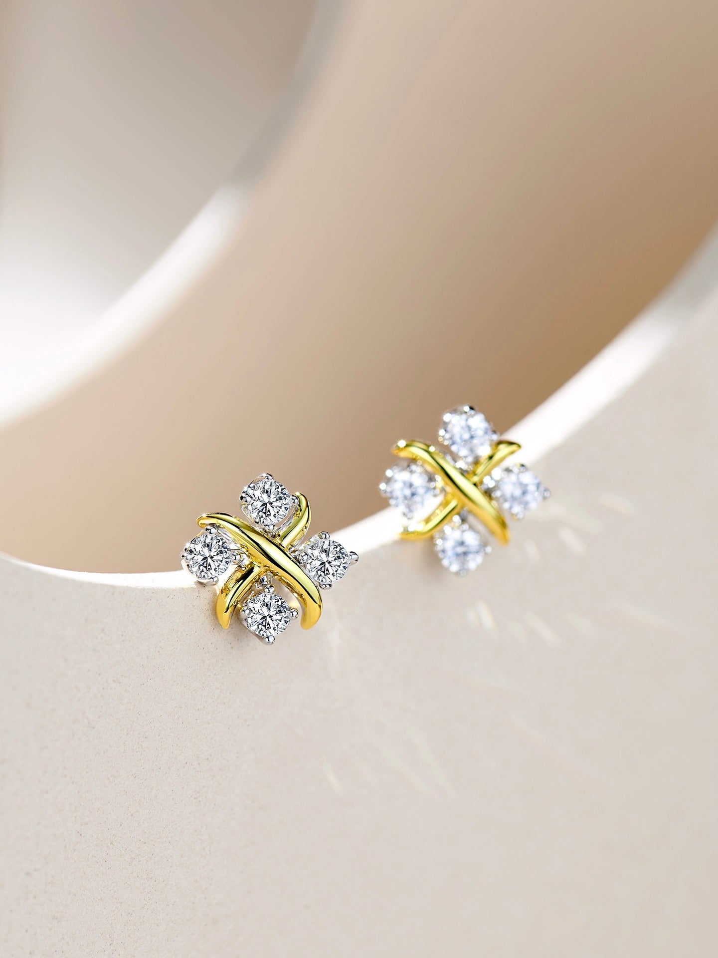 Crossed Diamond Earrings