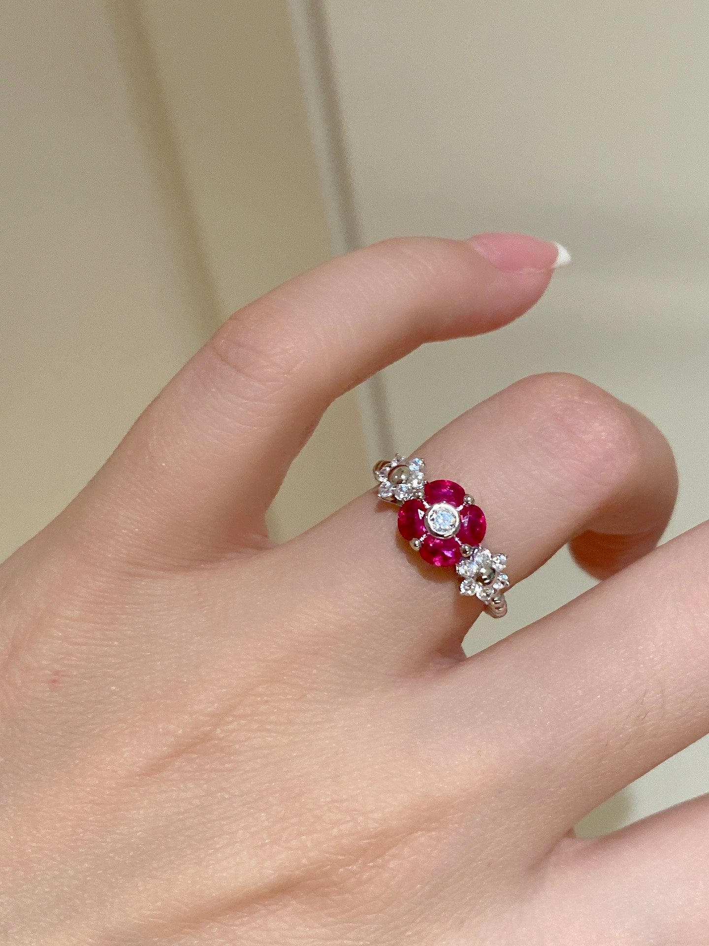 Ruby Petal Ring For Women Jewelry