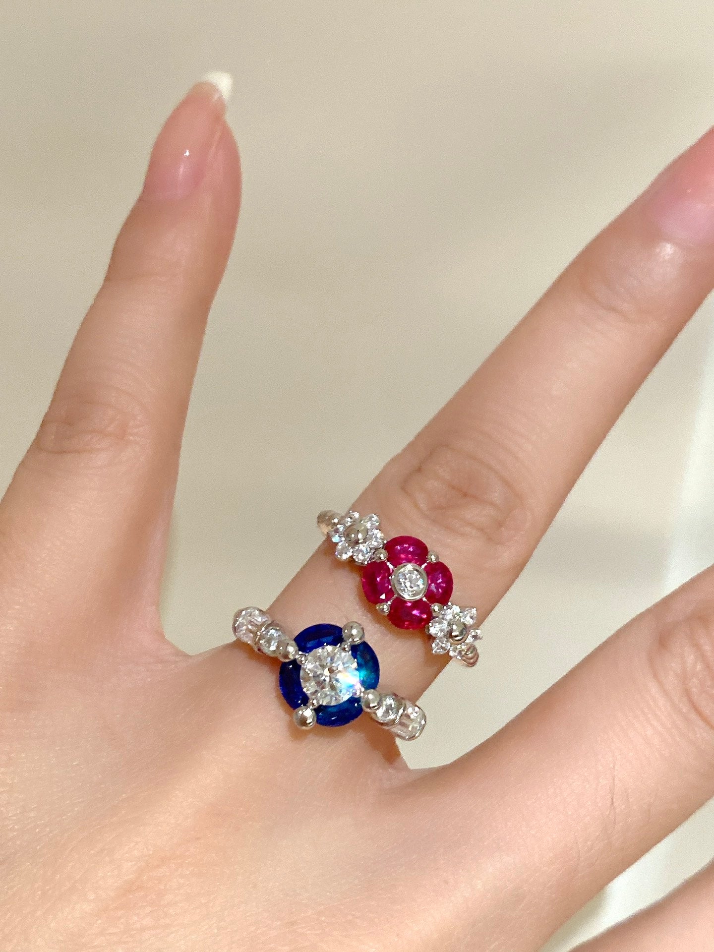 Ruby Petal Ring For Women Jewelry